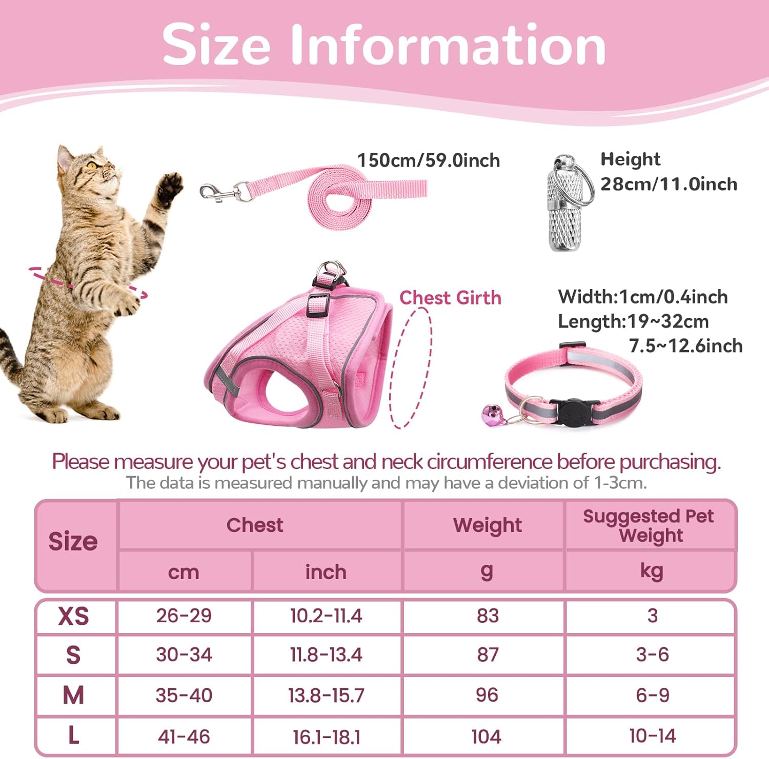 Cat Harness and Lead Set,Adjustable Reflective | PetNestUK