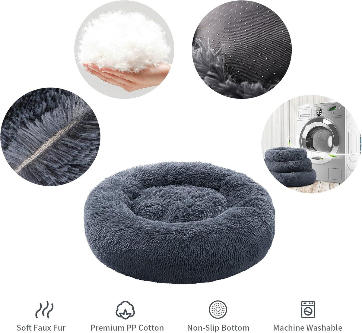 YOJOGEE Faux-Fur Donut Pet Bed