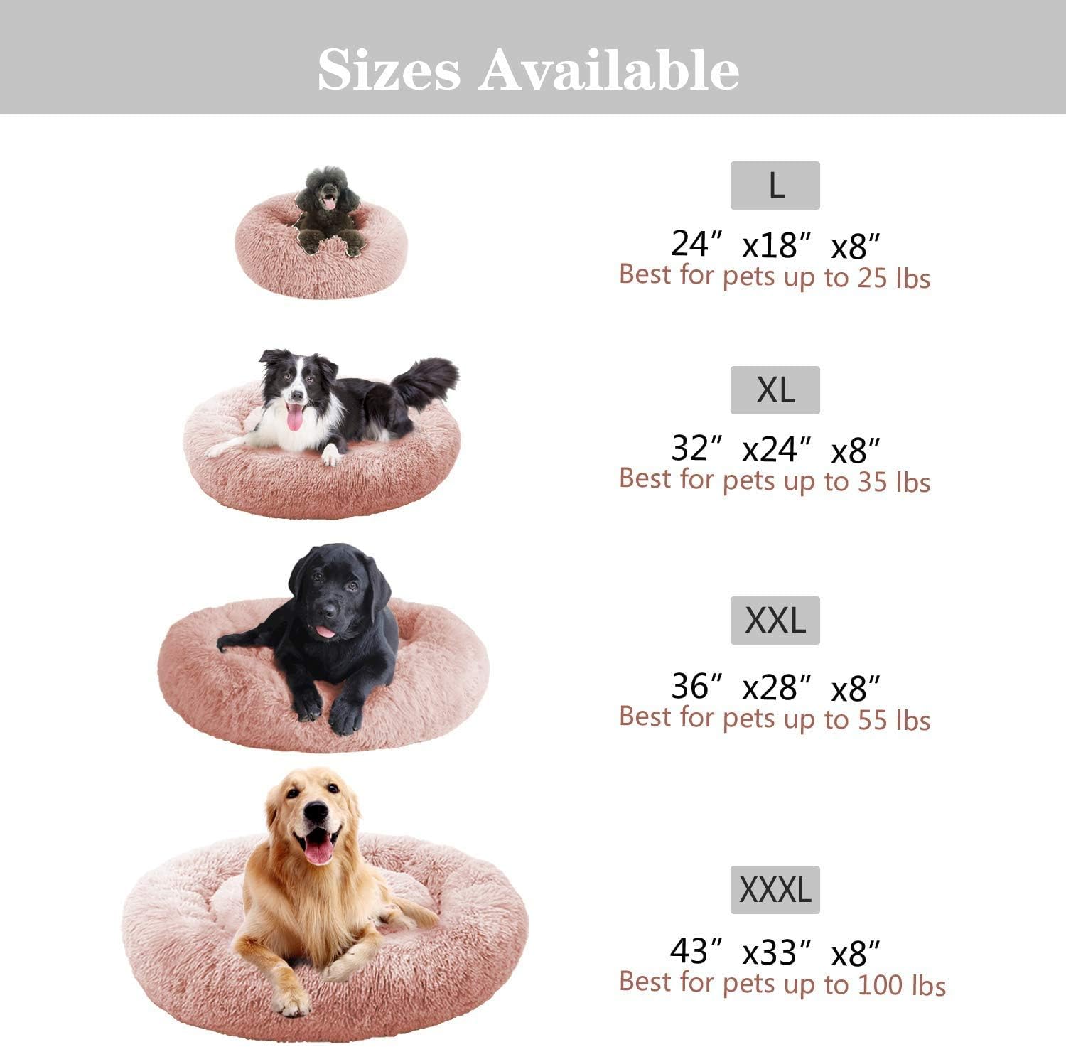 MFOX Calming Dog Bed Cat Bed Donut, Faux Fur | PetNestUK