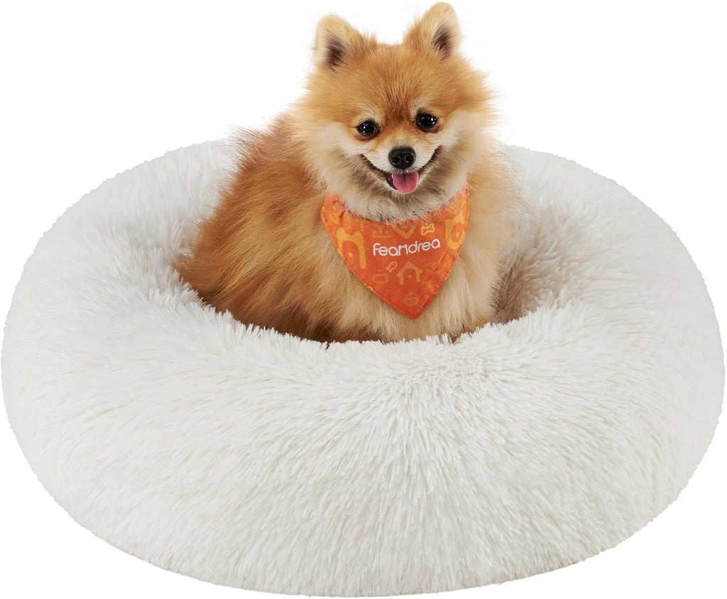 Feandrea Dog Bed, Donut Cat Bed, Fluffy Calming | PetNestUK
