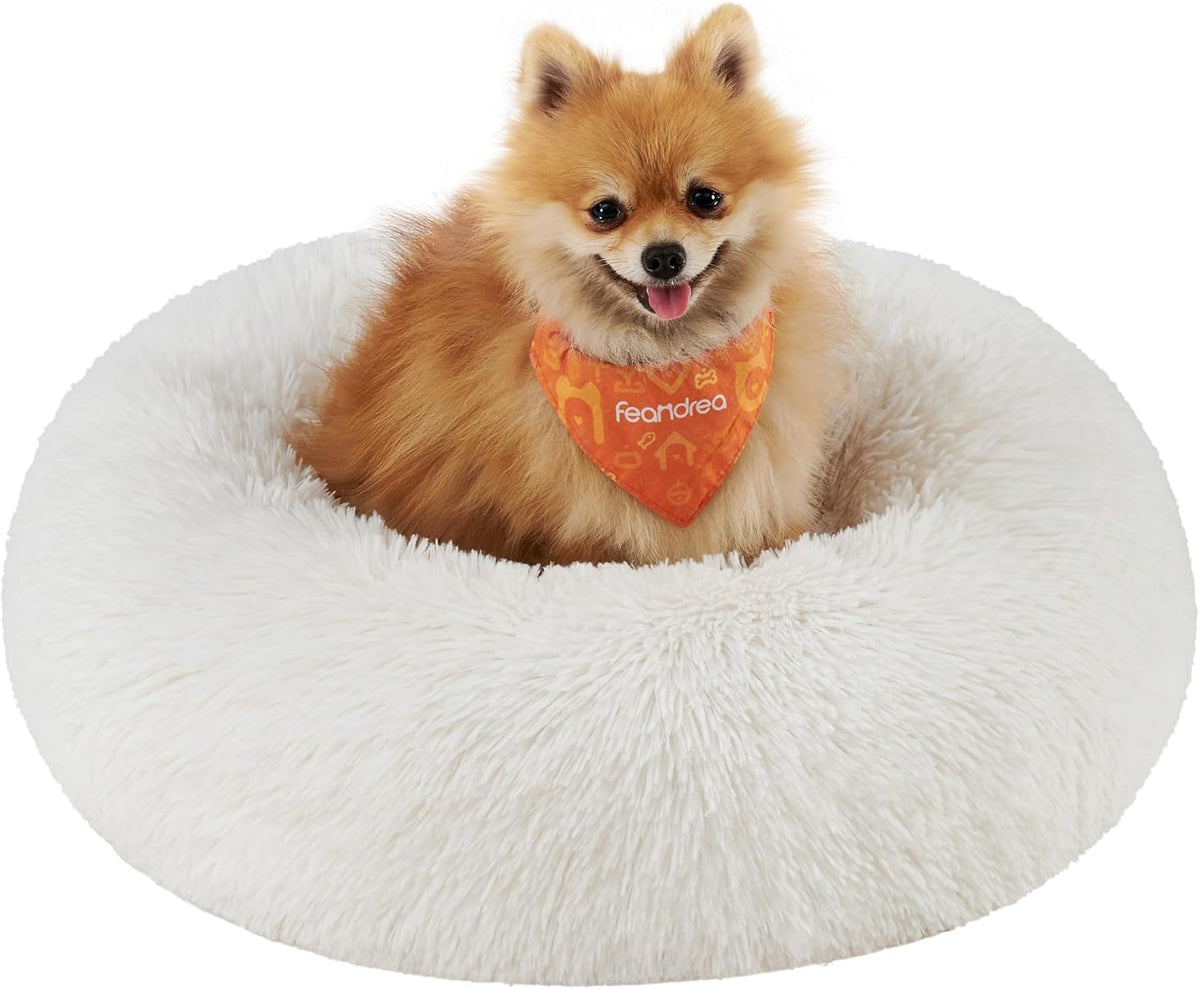 Feandrea Plush Donut Pet Bed with Centre Cushion