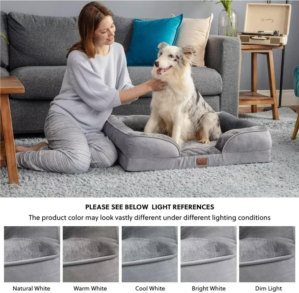 Bedsure Foam Dog Sofa Bed with Bolster Sides
