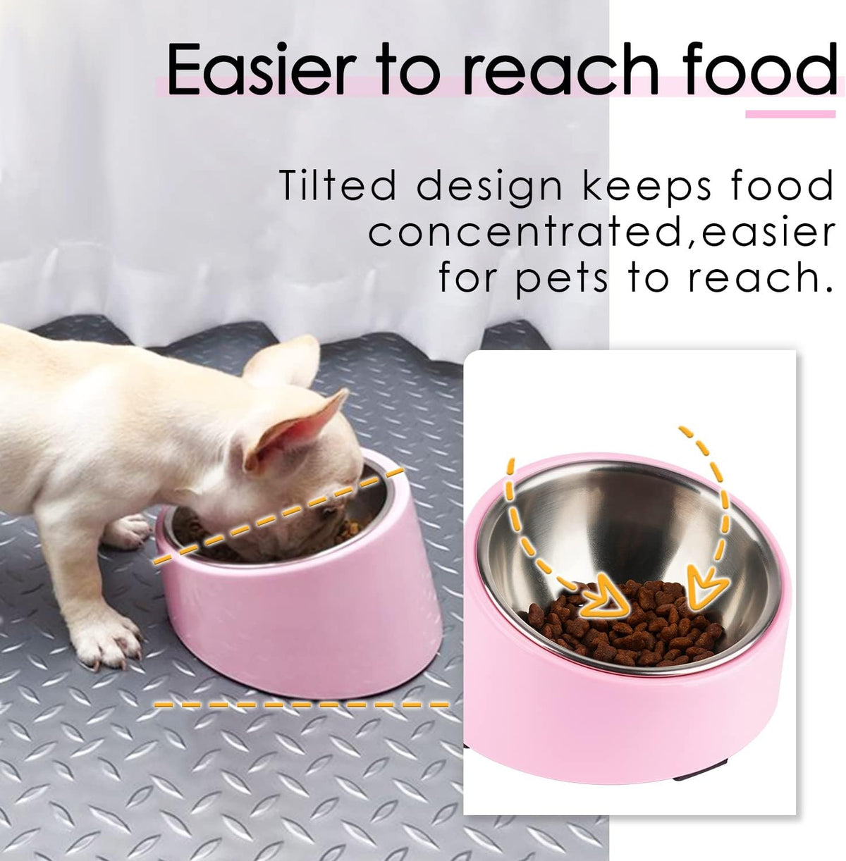 SuperDesign Slanted Stainless-Steel Pet Bowl