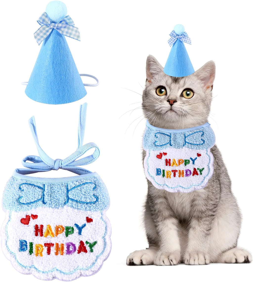Small Dog Cat Birthday Hat Scarf Set,Cute Cat | PetNestUK