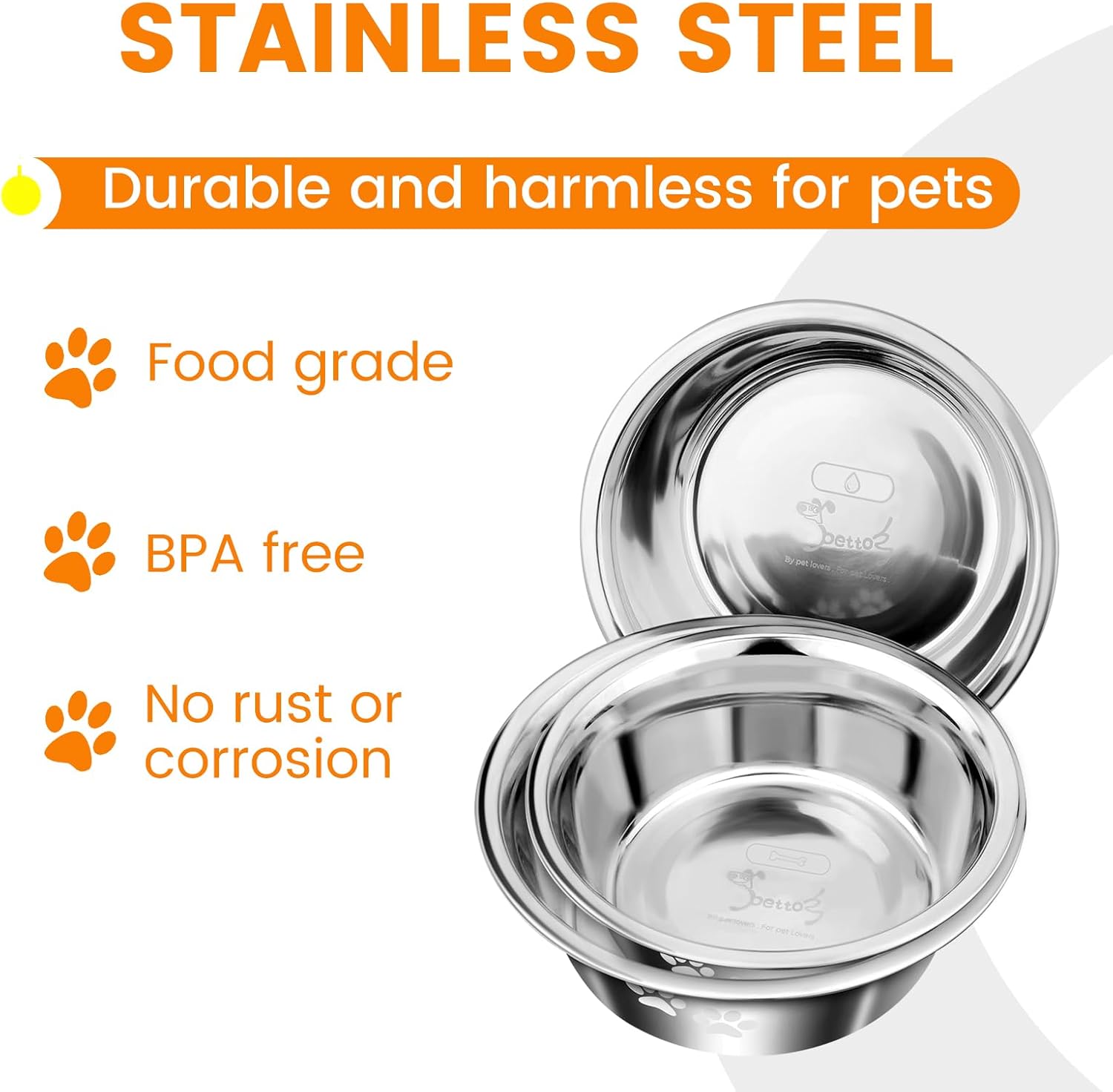 2 Pack Dog Bowls, Stainless Steel Dog Bowls with | PetNestUK