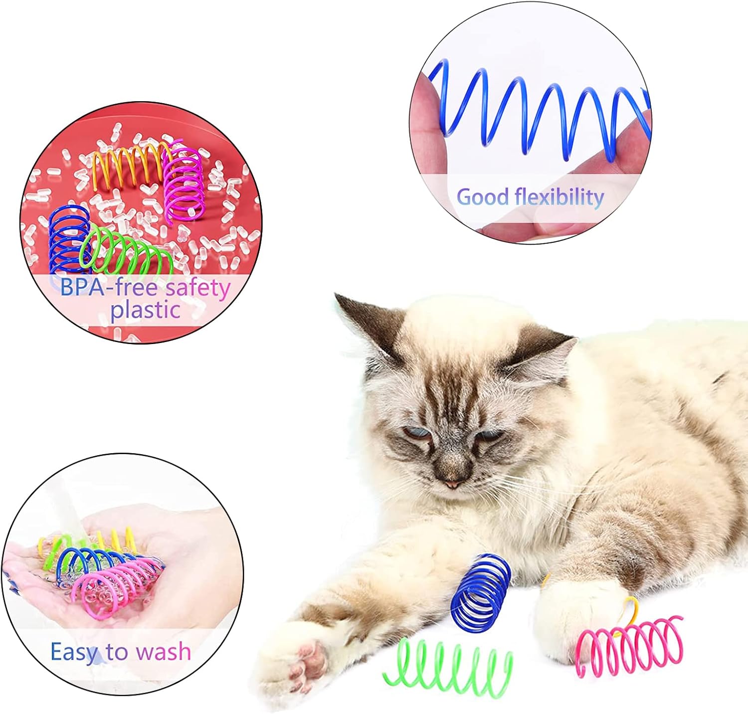 Petnice 12 Pcs Cat Colorful Springs Toys, Cat | PetNestUK