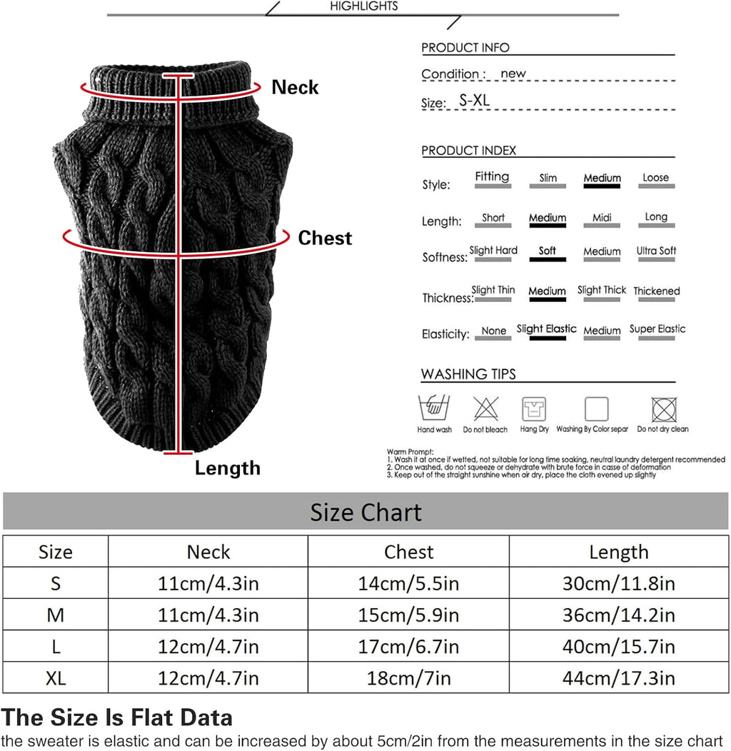 Pet Dog Turtleneck Knitting Sweater Coat Winter | PetNestUK