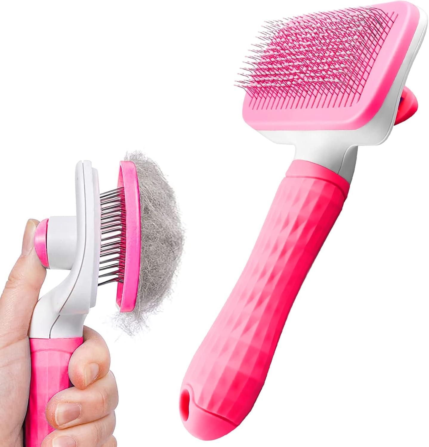Dog Brush Cat Brush Grooming Comb,Self Cleaning | PetNestUK