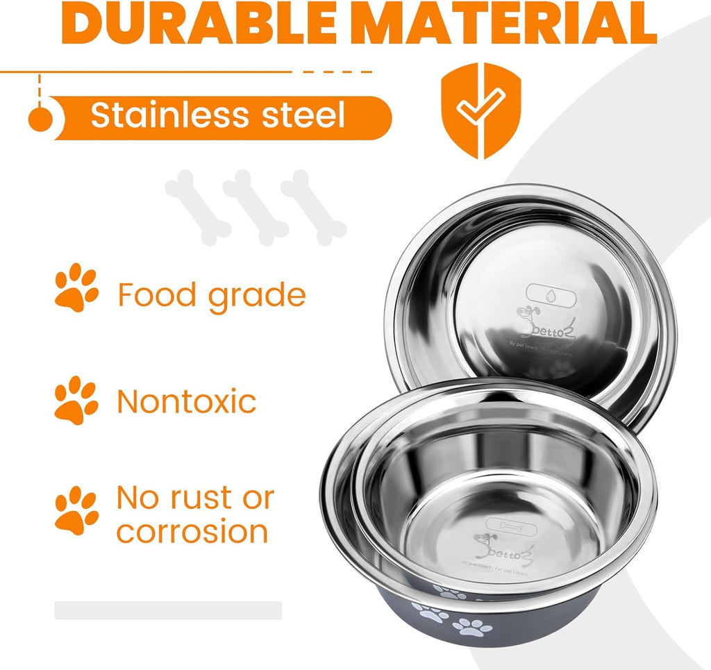 2 Pack Dog Bowls, Stainless Steel Dog Bowls with | PetNestUK
