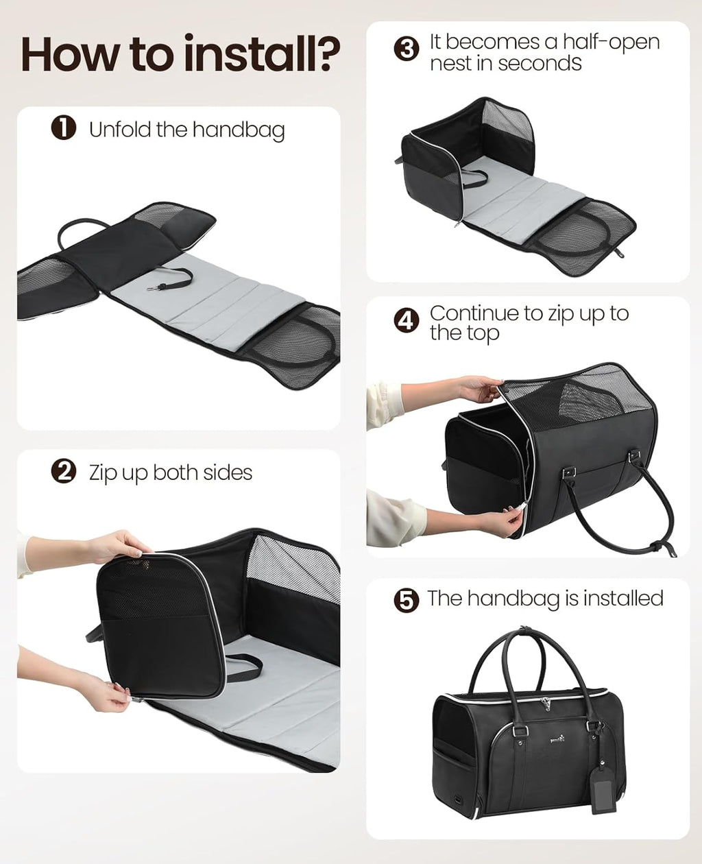 pecute® Cat Carrier, Elegant PU Material Cat | PetNestUK