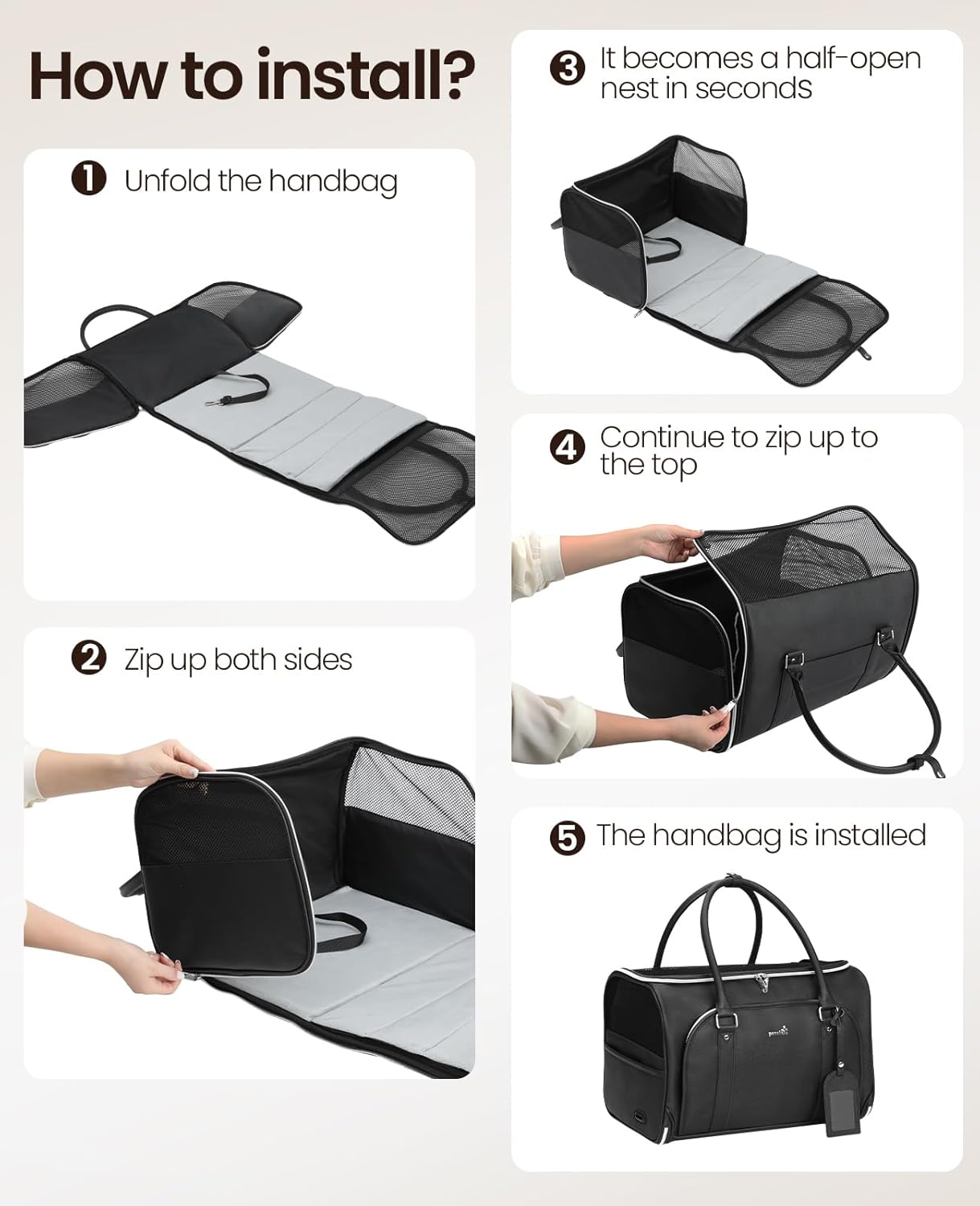pecute® Cat Carrier, Elegant PU Material Cat | PetNestUK