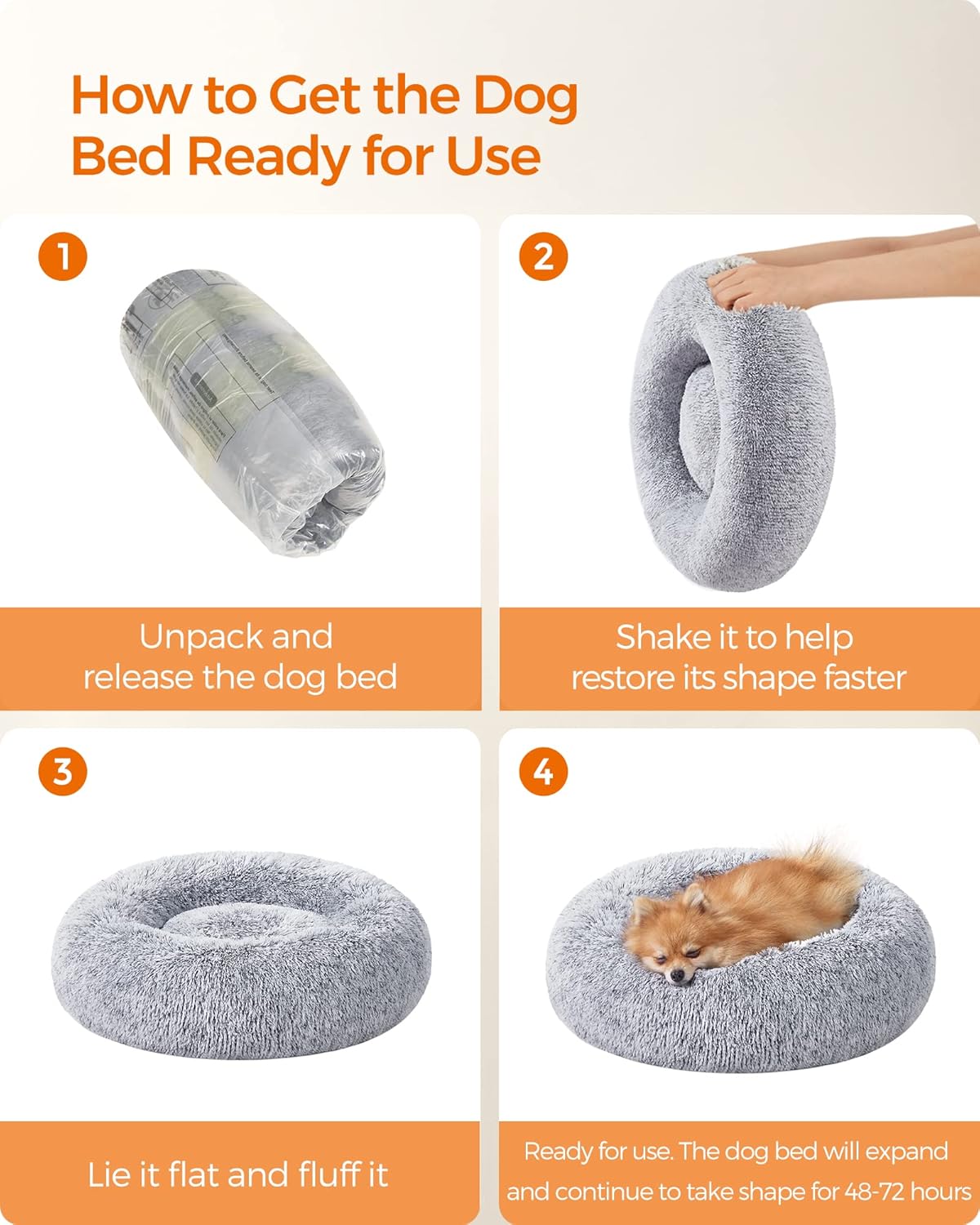 Feandrea Plush Donut Pet Bed with Centre Cushion