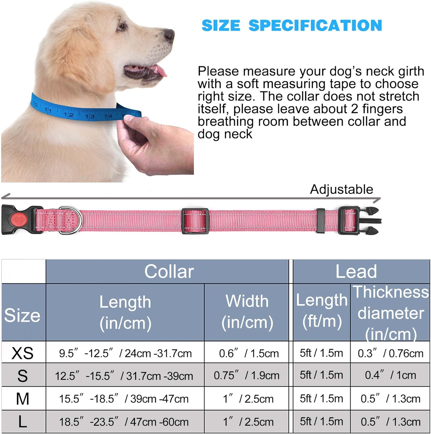 haapaw Reflective Dog Collar Padded with Soft | PetNestUK