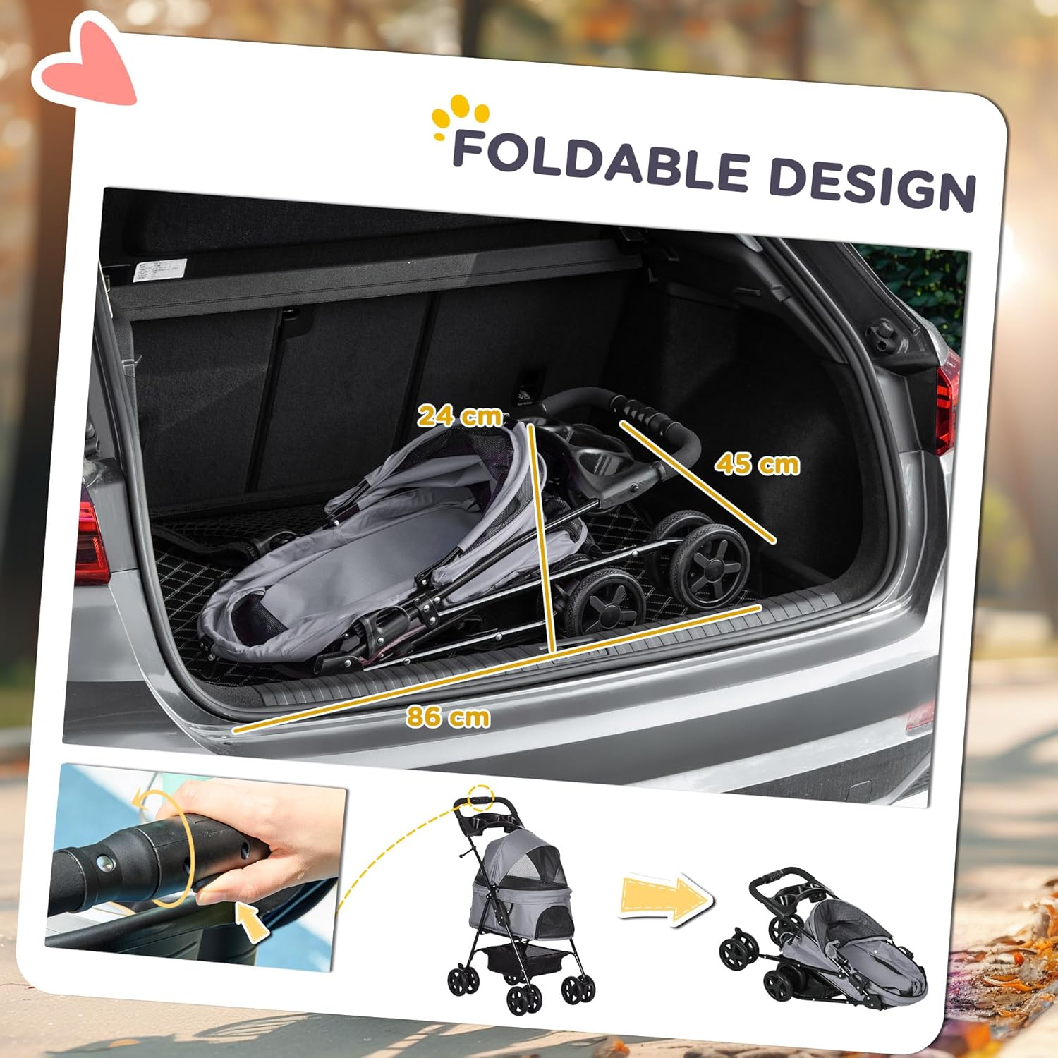 PawHut Dog Pram Dog Stroller Foldable Pet | PetNestUK