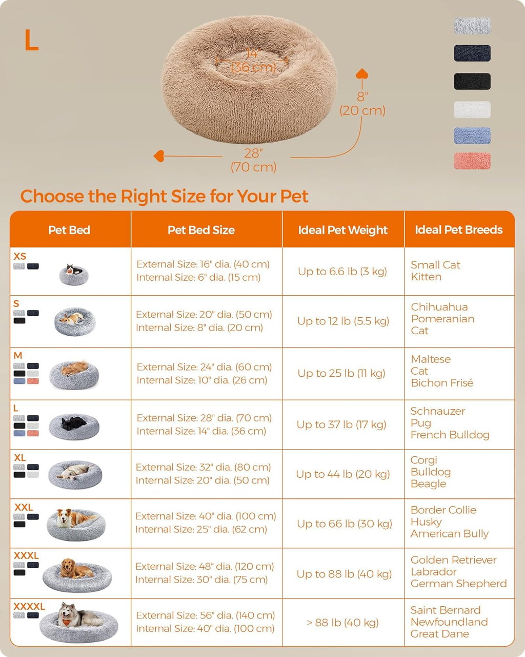 Feandrea Plush Donut Pet Bed