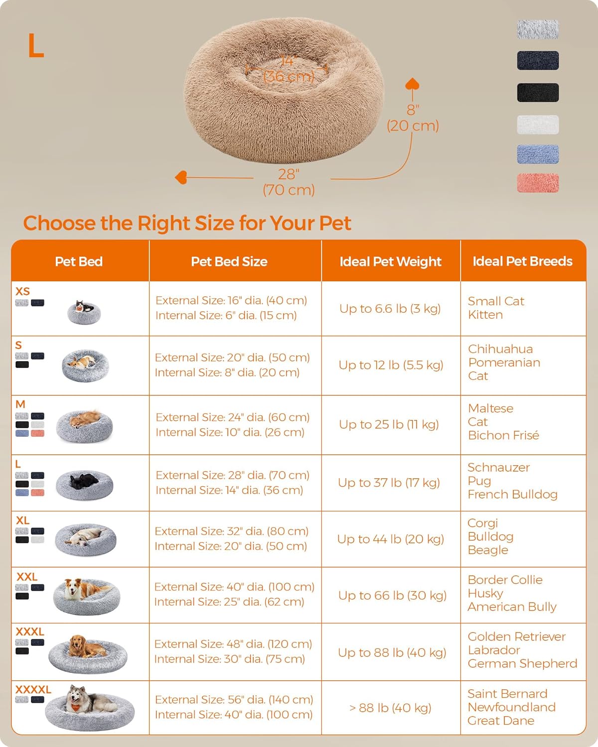 Feandrea Plush Donut Pet Bed