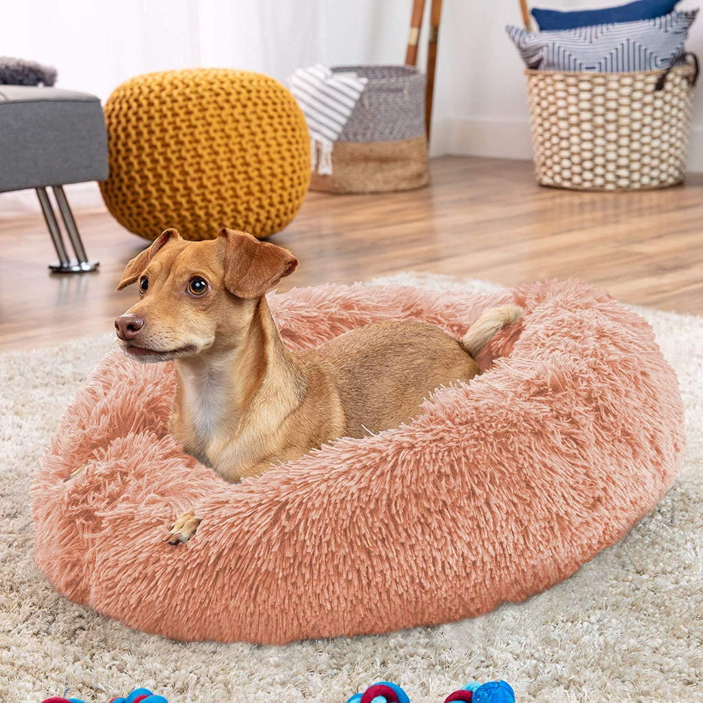 MFOX Calming Dog Bed Cat Bed Donut, Faux Fur | PetNestUK