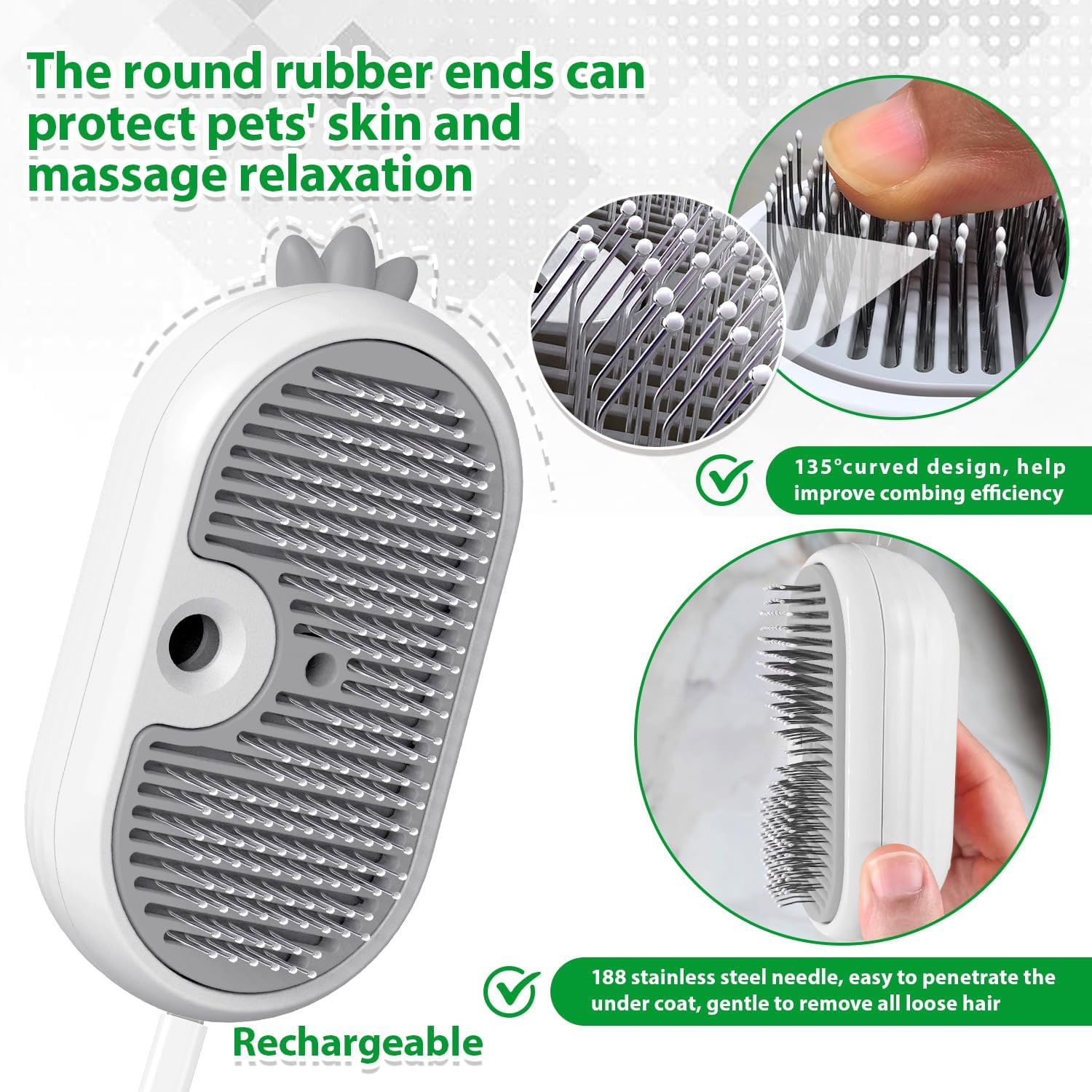 Cat Steam Brush with Release Button, | PetNestUK