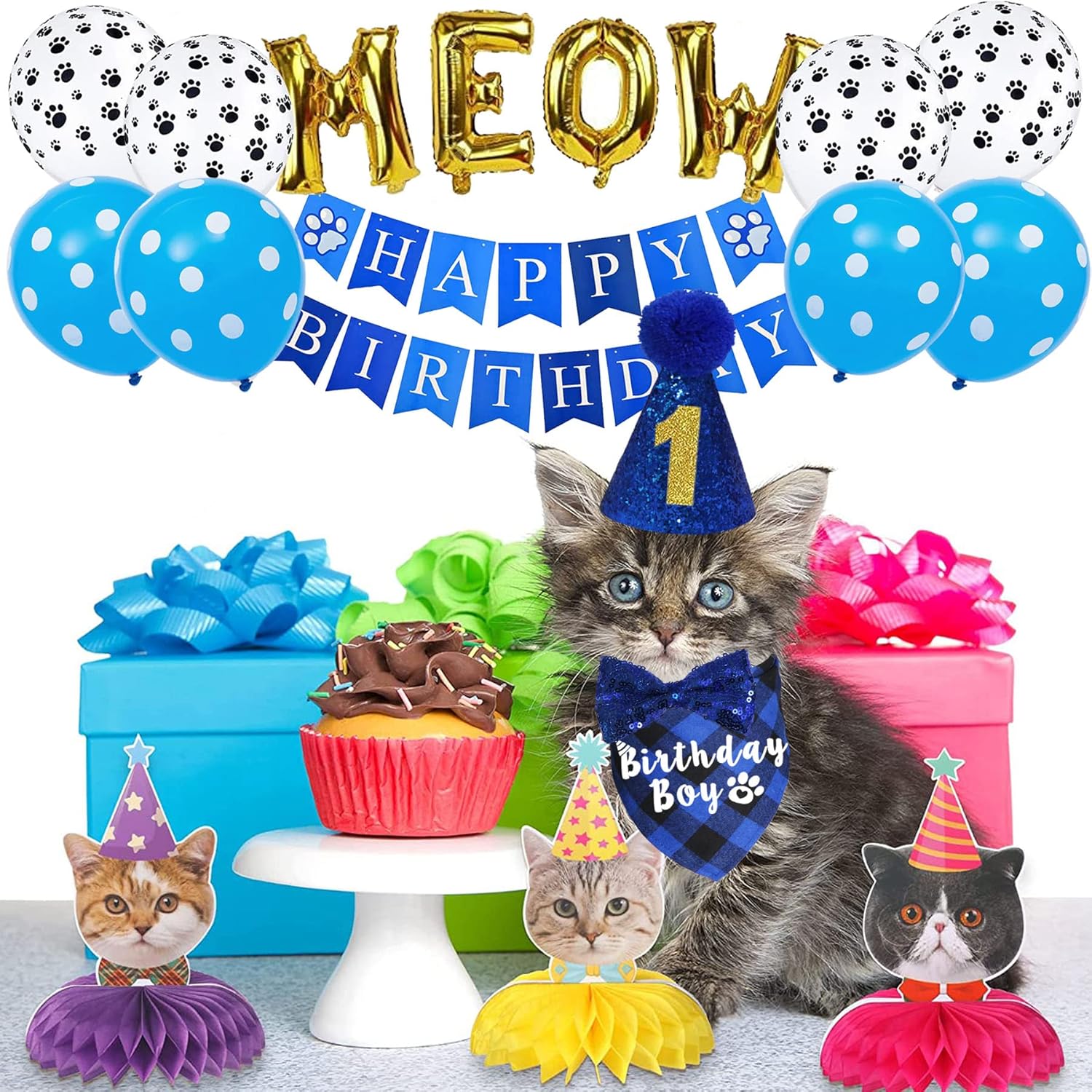 JOTFA Cat Birthday Party Supplies, Kitten | PetNestUK