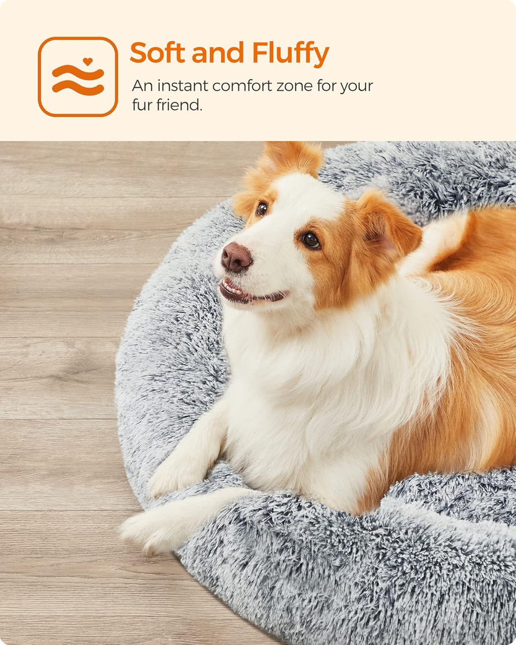 Feandrea Dog Bed, Donut Cat Bed, Fluffy Calming | PetNestUK