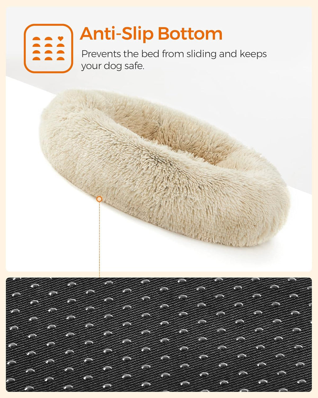 Feandrea Plush Donut Pet Bed with Centre Cushion