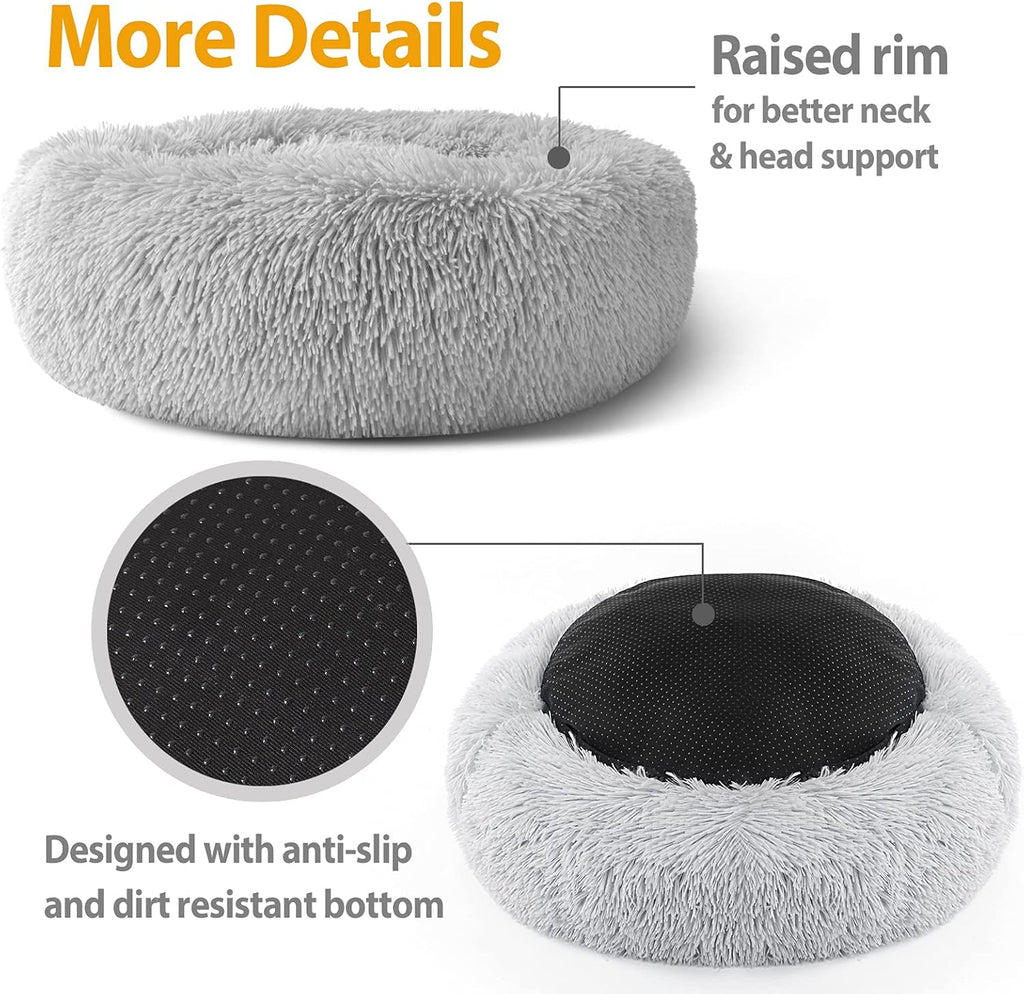 Enjamoy Plush Donut Dog Bed, Calming Round Dog | PetNestUK