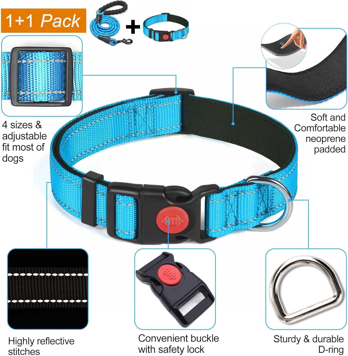 haapaw Reflective Dog Collar Padded with Soft | PetNestUK