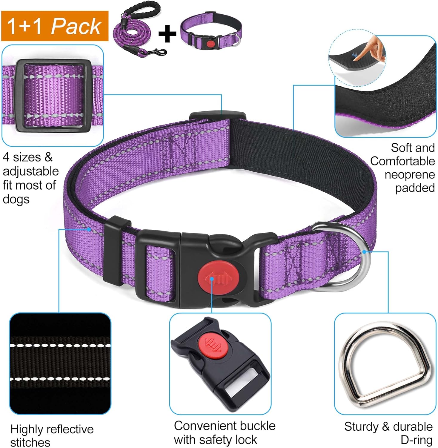 haapaw Reflective Dog Collar Padded with Soft | PetNestUK