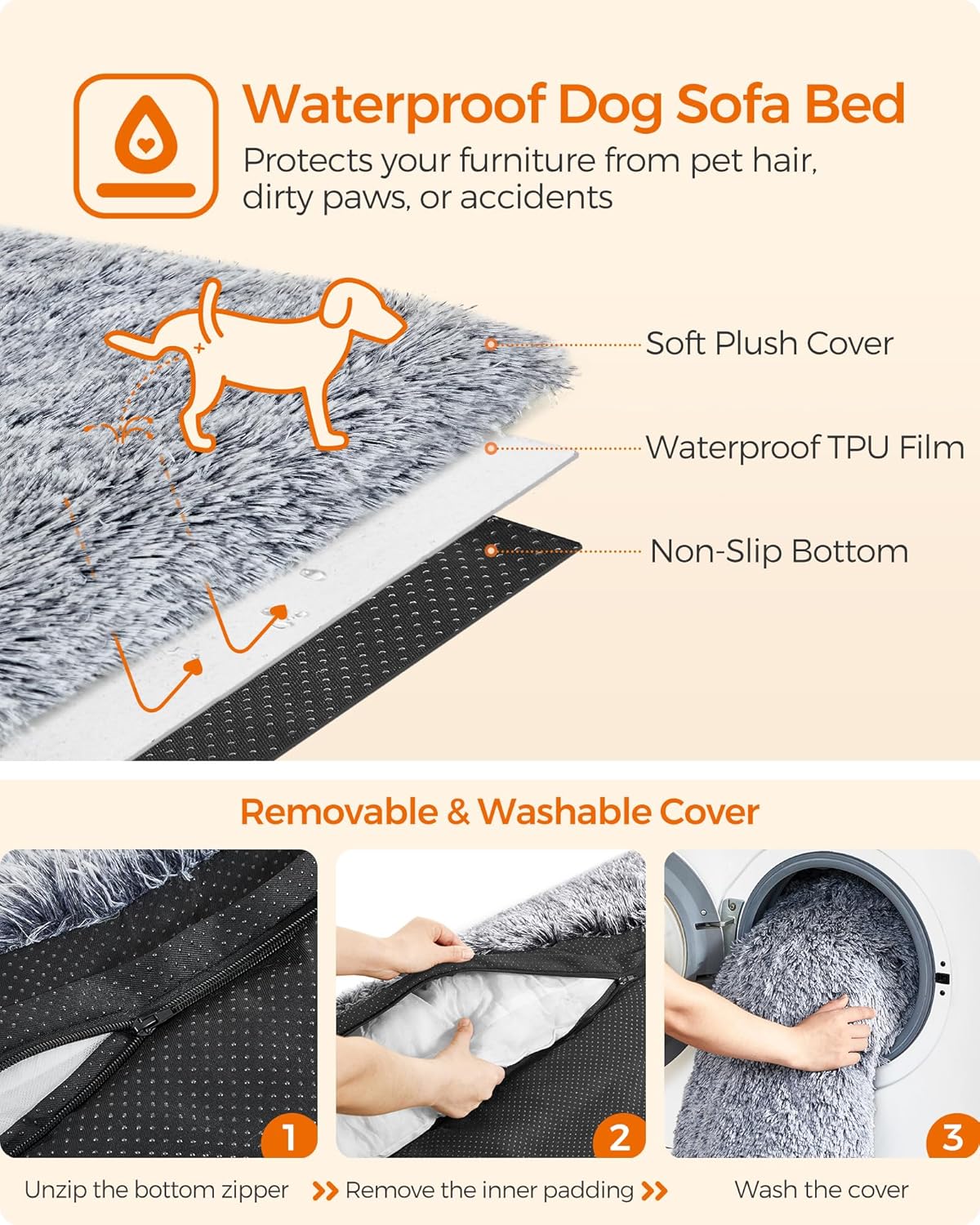 Feandrea FluffyHug Dog Sofa Bed, Dog Sofa Cover, | PetNestUK