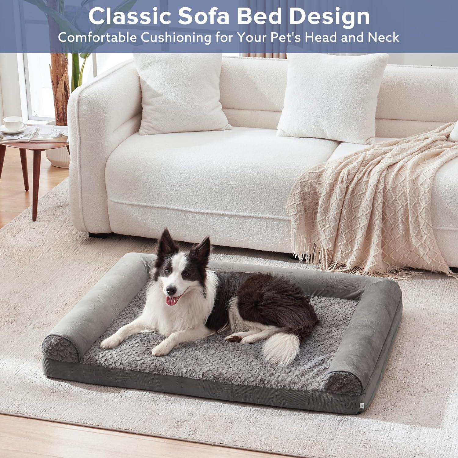FURTIME Large Dog Bed(89 x 64cm), Orthopedic | PetNestUK