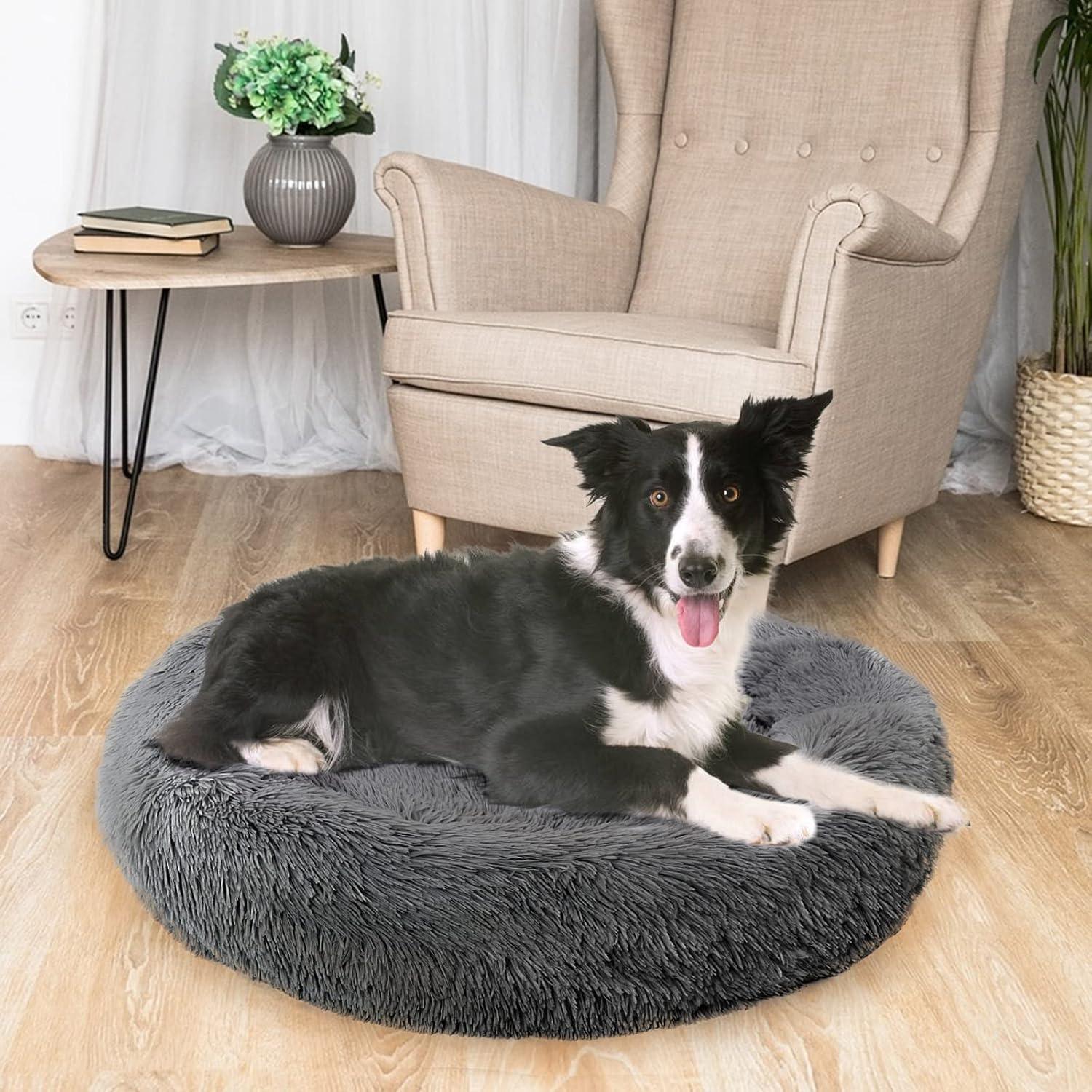Enjamoy Plush Donut Dog Bed, Calming Round Dog | PetNestUK