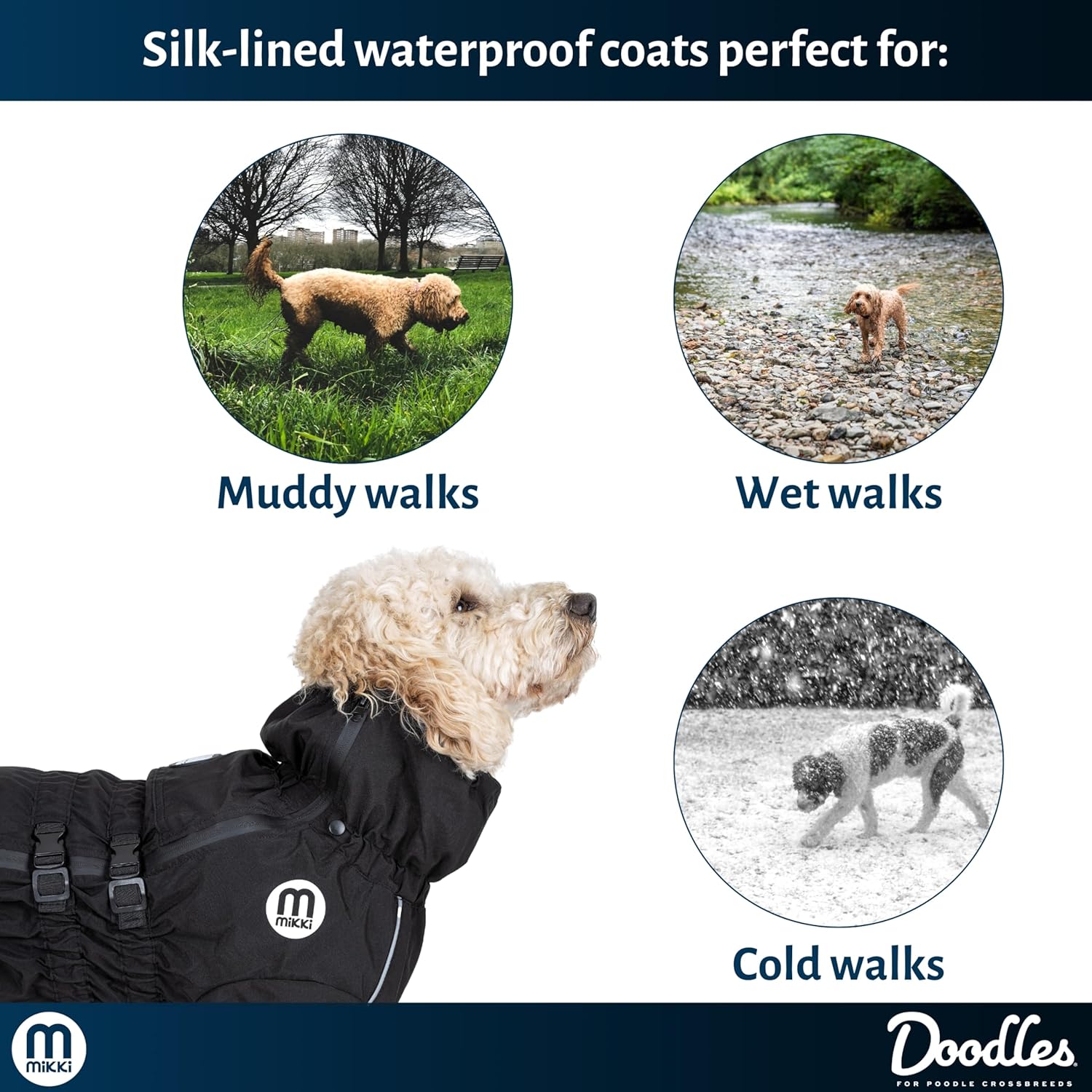 Mikki Doodles Dog Raincoat, Waterproof, | PetNestUK