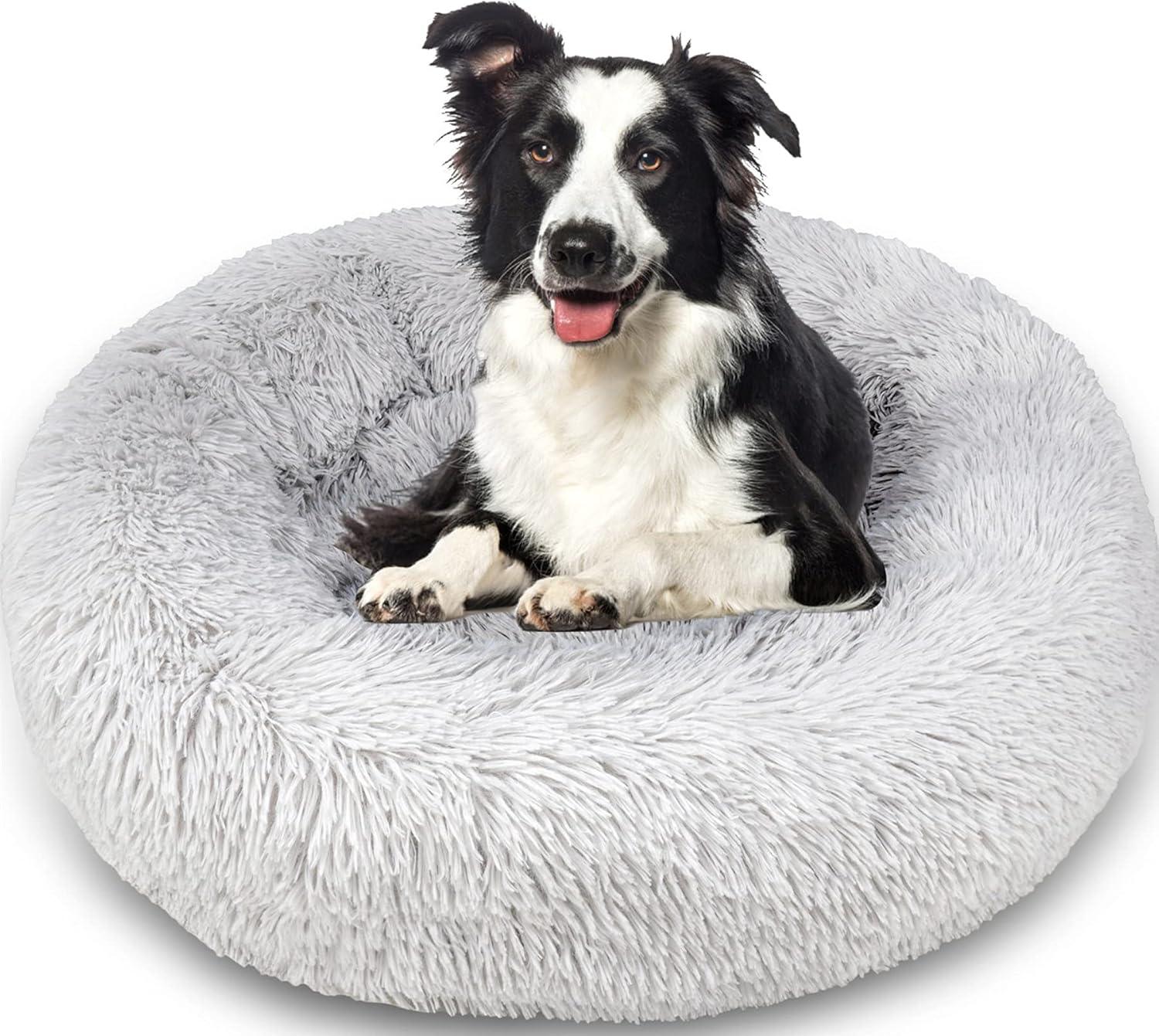 Enjamoy Plush Donut Dog Bed, Calming Round Dog | PetNestUK