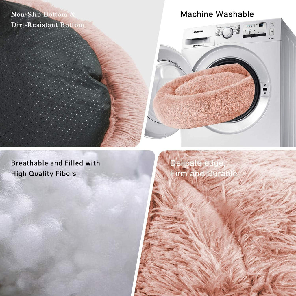 MFOX Calming Dog Bed Cat Bed Donut, Faux Fur | PetNestUK