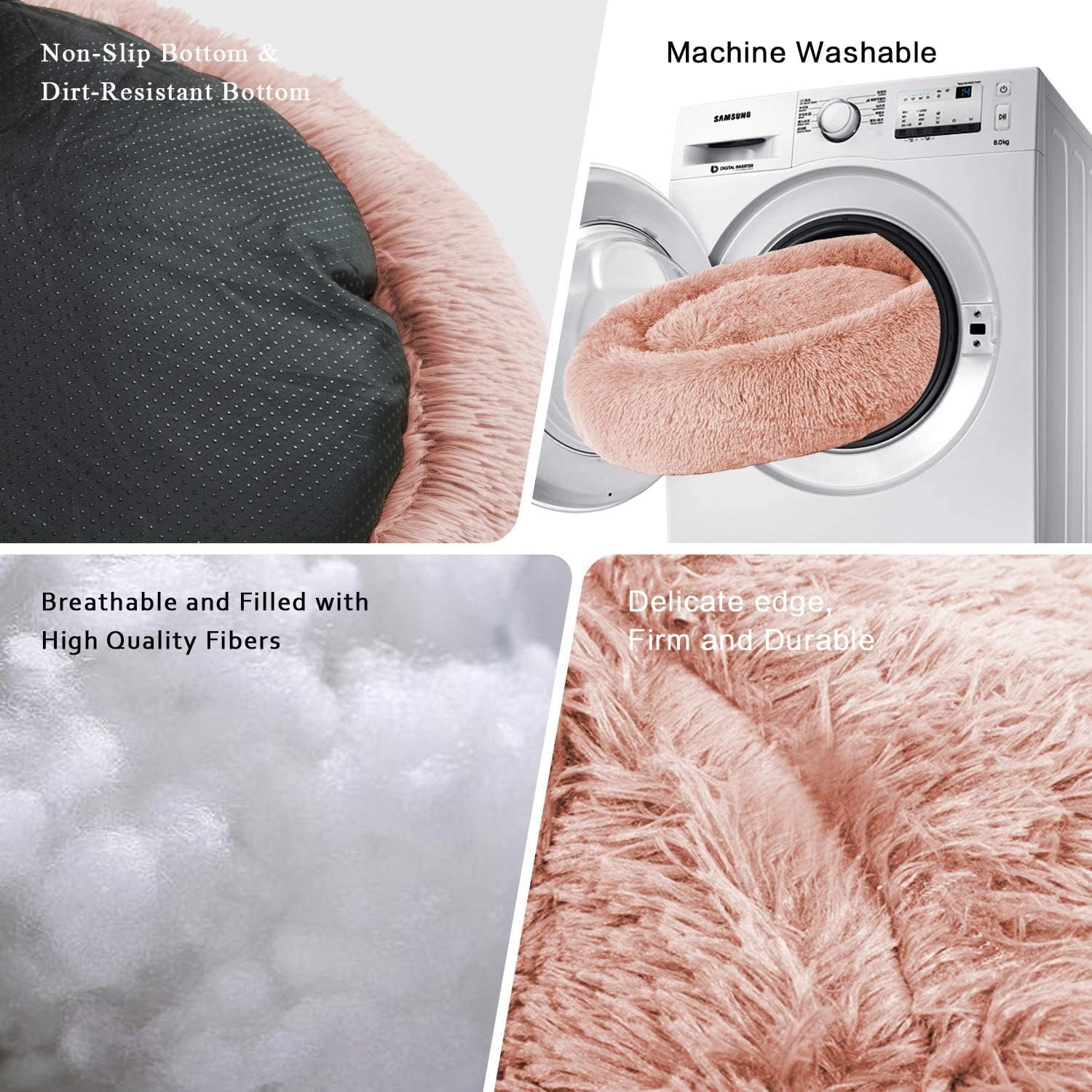 MFOX Calming Dog Bed Cat Bed Donut, Faux Fur | PetNestUK