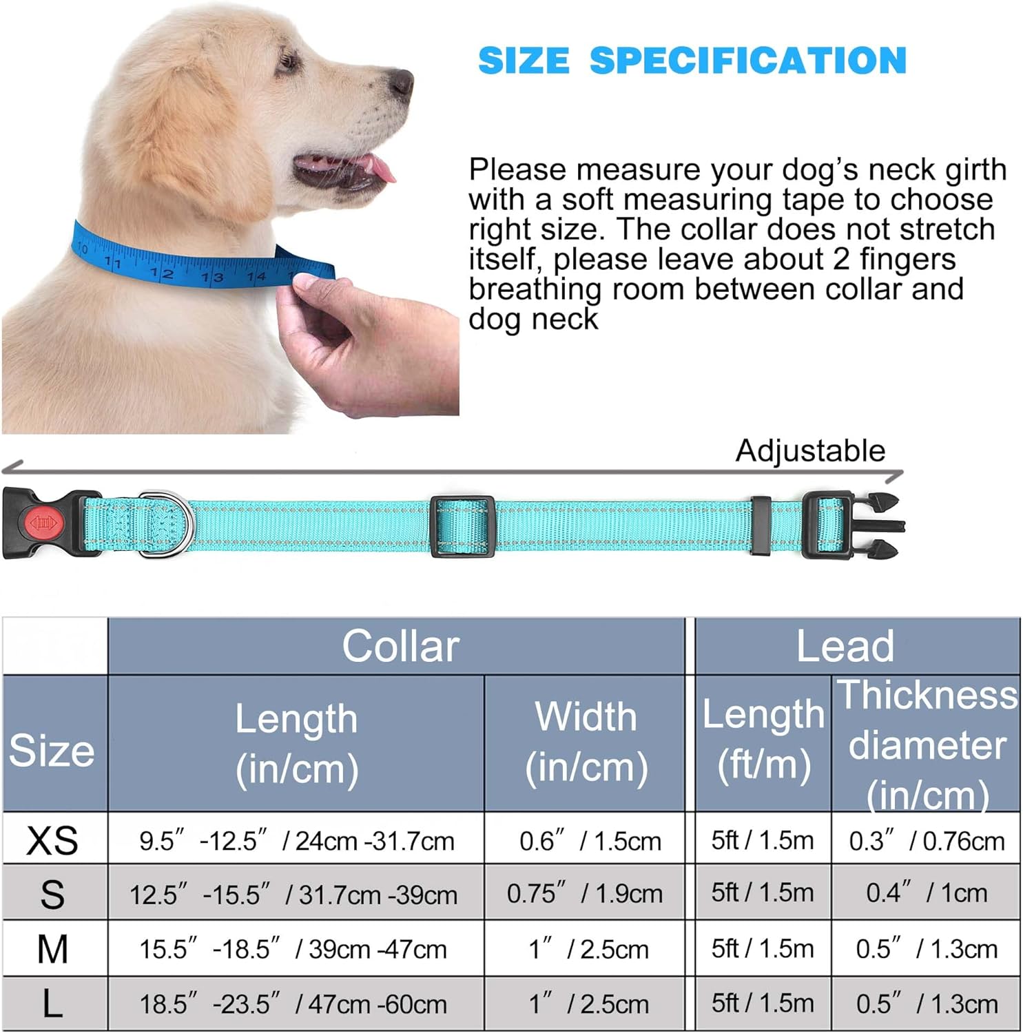 haapaw Reflective Dog Collar Padded with Soft | PetNestUK