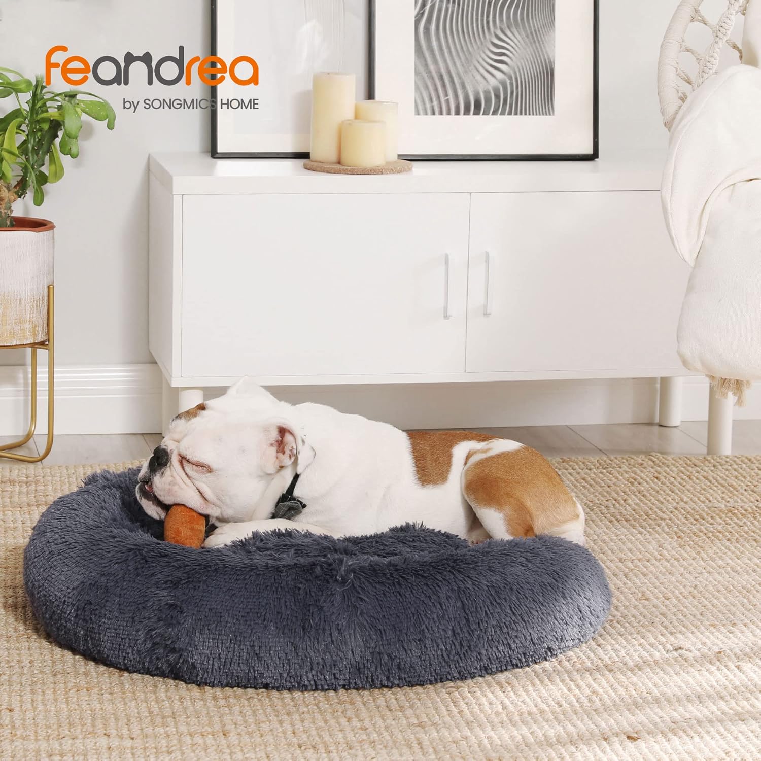 Feandrea Dog Bed, Donut Cat Bed, Fluffy Calming | PetNestUK