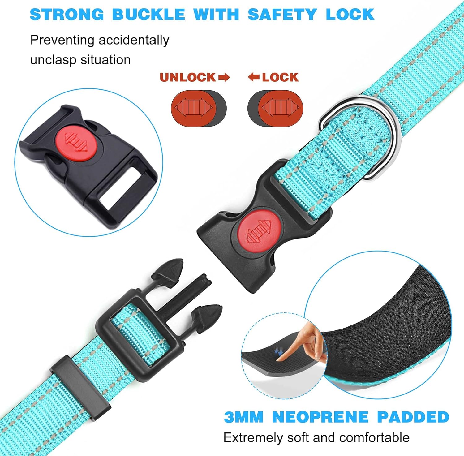 haapaw Reflective Dog Collar Padded with Soft | PetNestUK