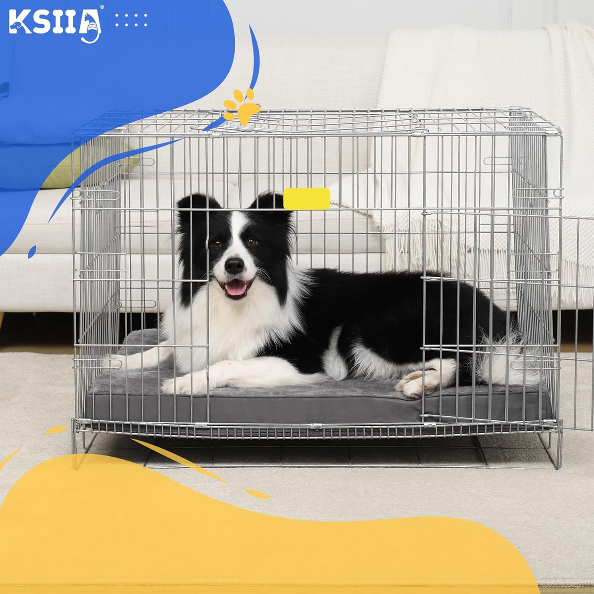 KSIIA Foam Dog Crate Bed with Removable Cover