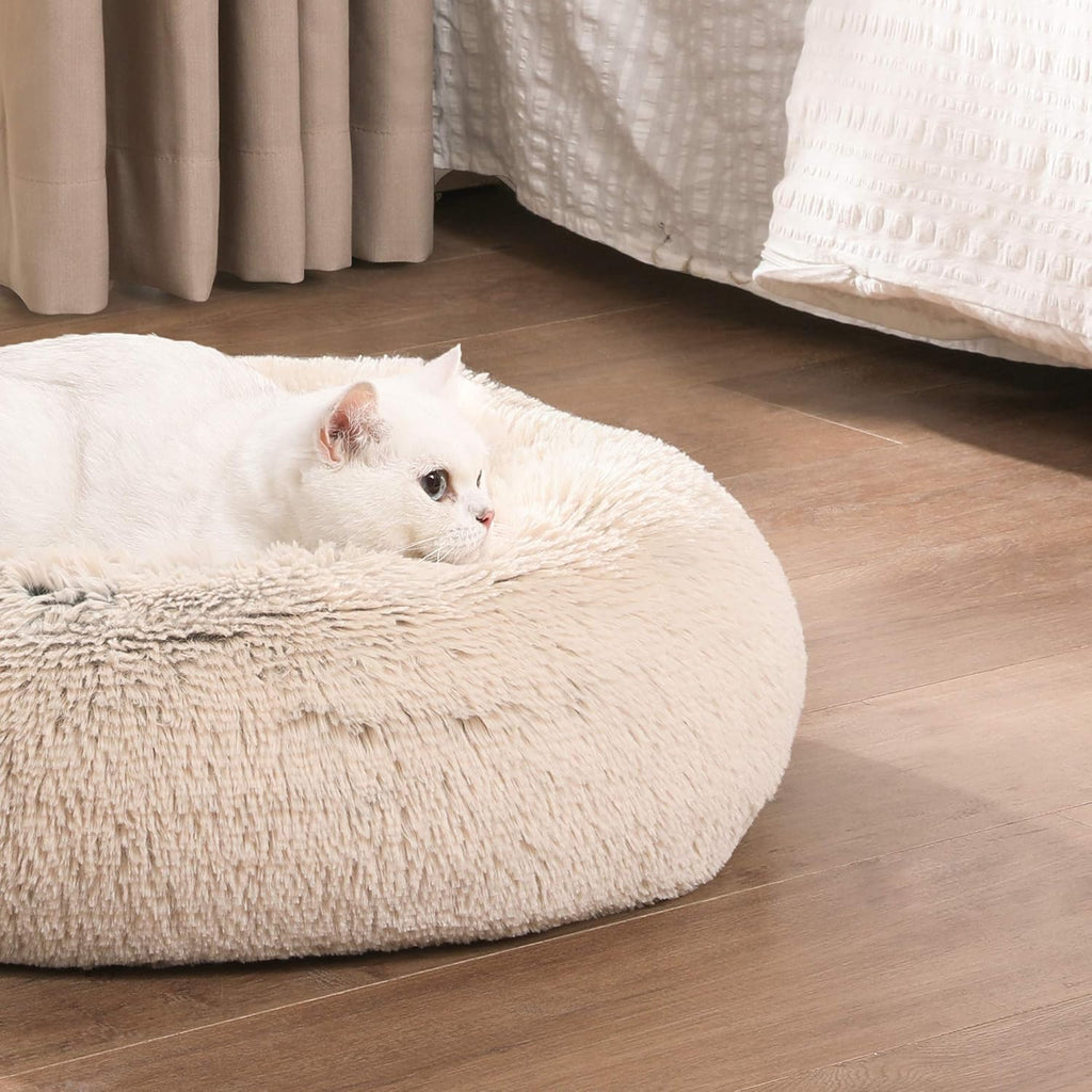 Feandrea Plush Donut Pet Bed with Centre Cushion