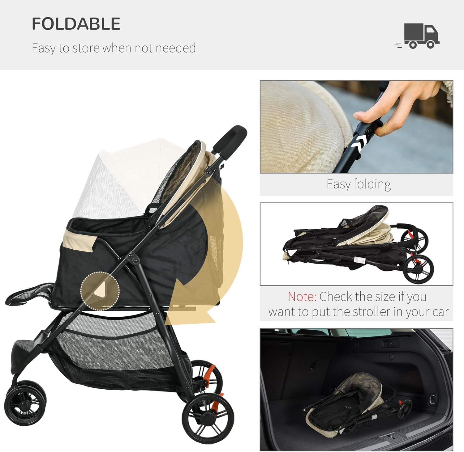 PawHut Dog Pram with Rain Cover Pet Stroller, | PetNestUK