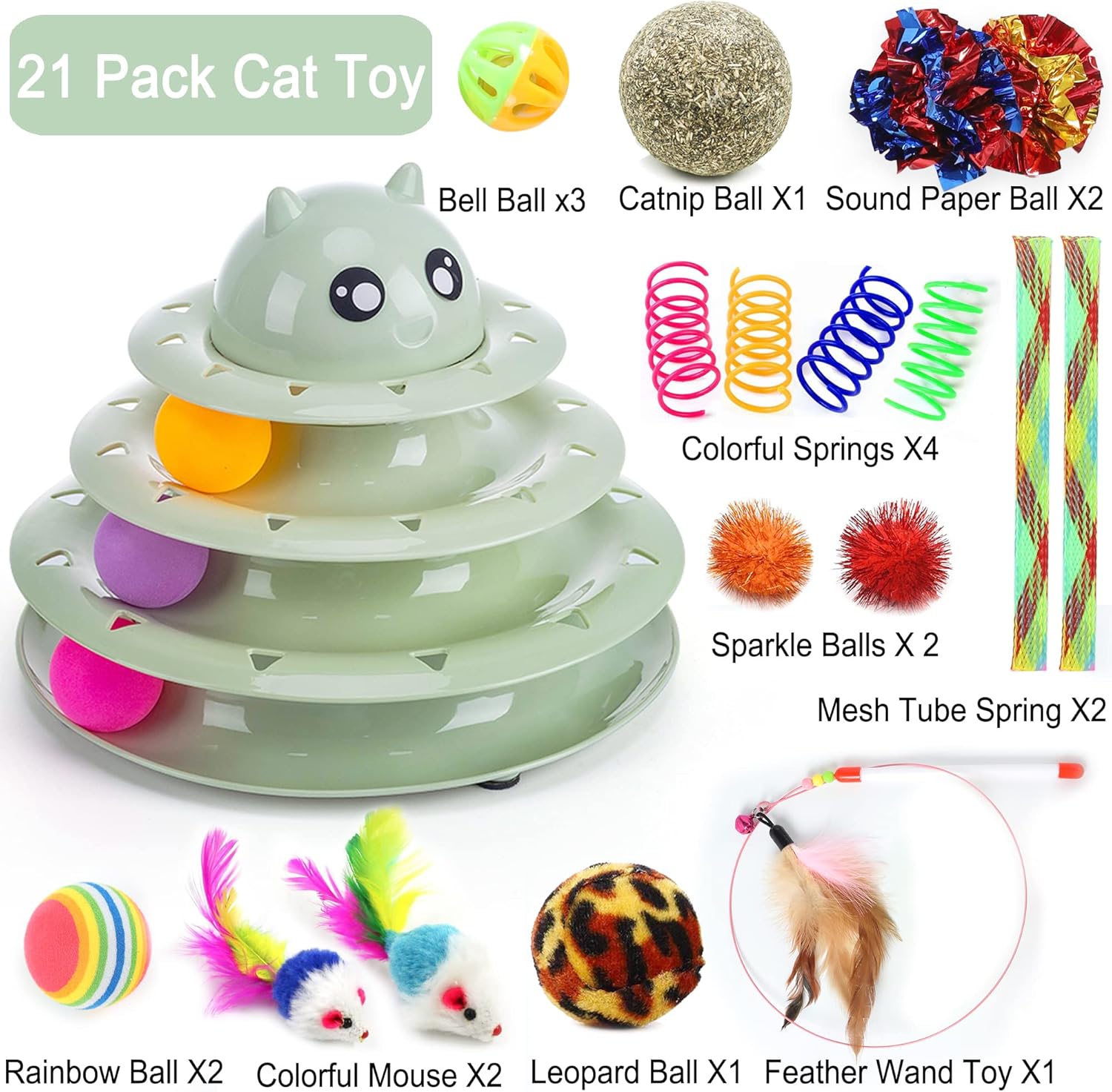 Suhaco 21 Pack Cat Toys for Indoor Cats | PetNestUK