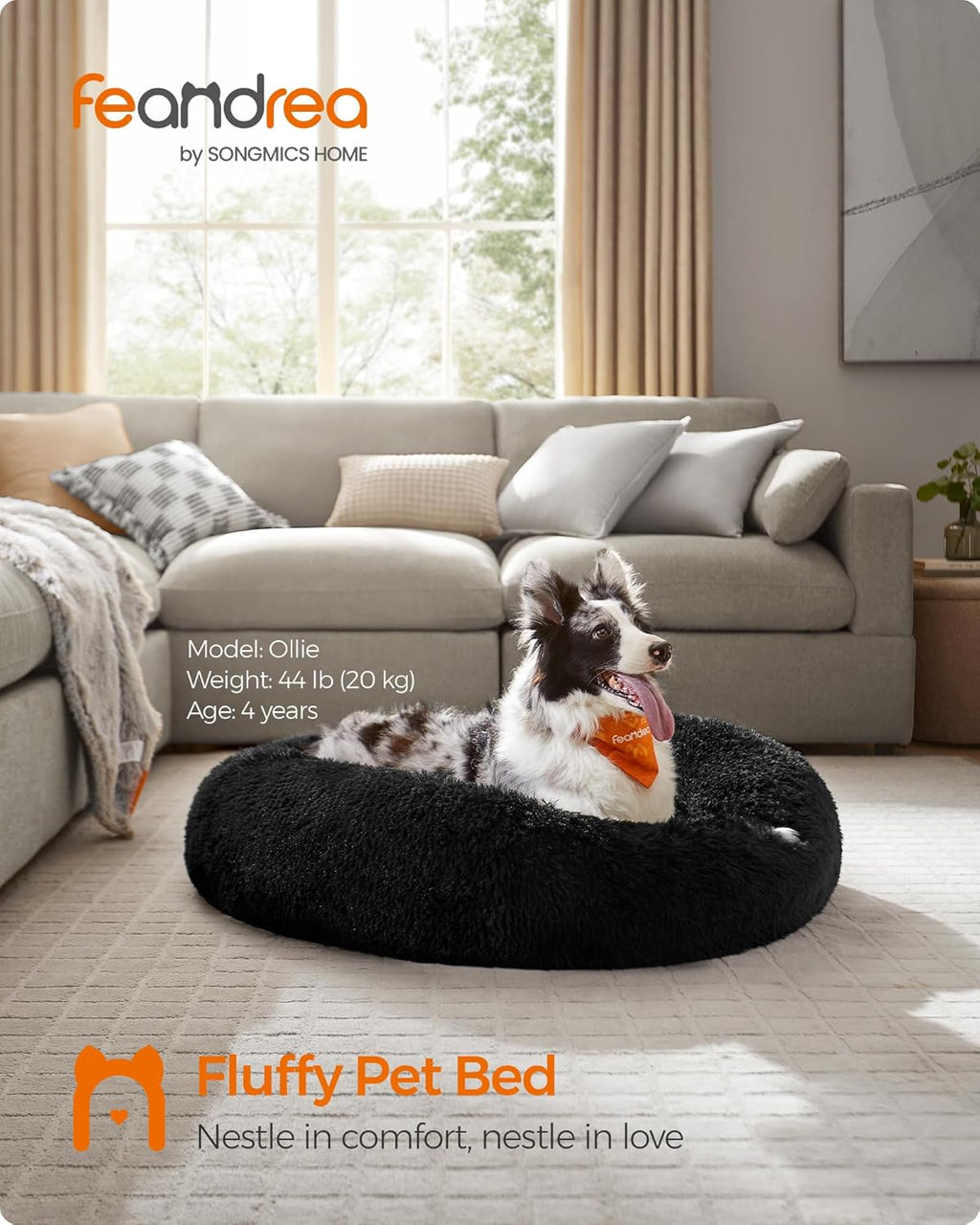 Feandrea Dog Bed, Donut Cat Bed, Fluffy Calming | PetNestUK