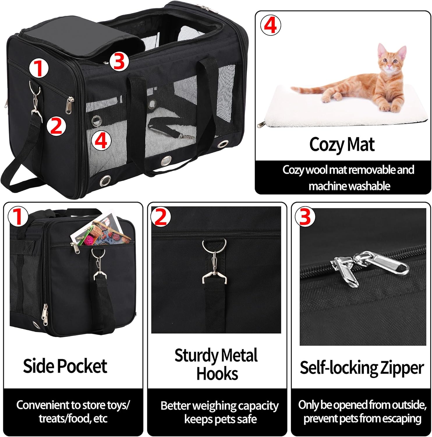 Soft Sided Foldable Cat/Dog/Pet Carrier Bag, | PetNestUK