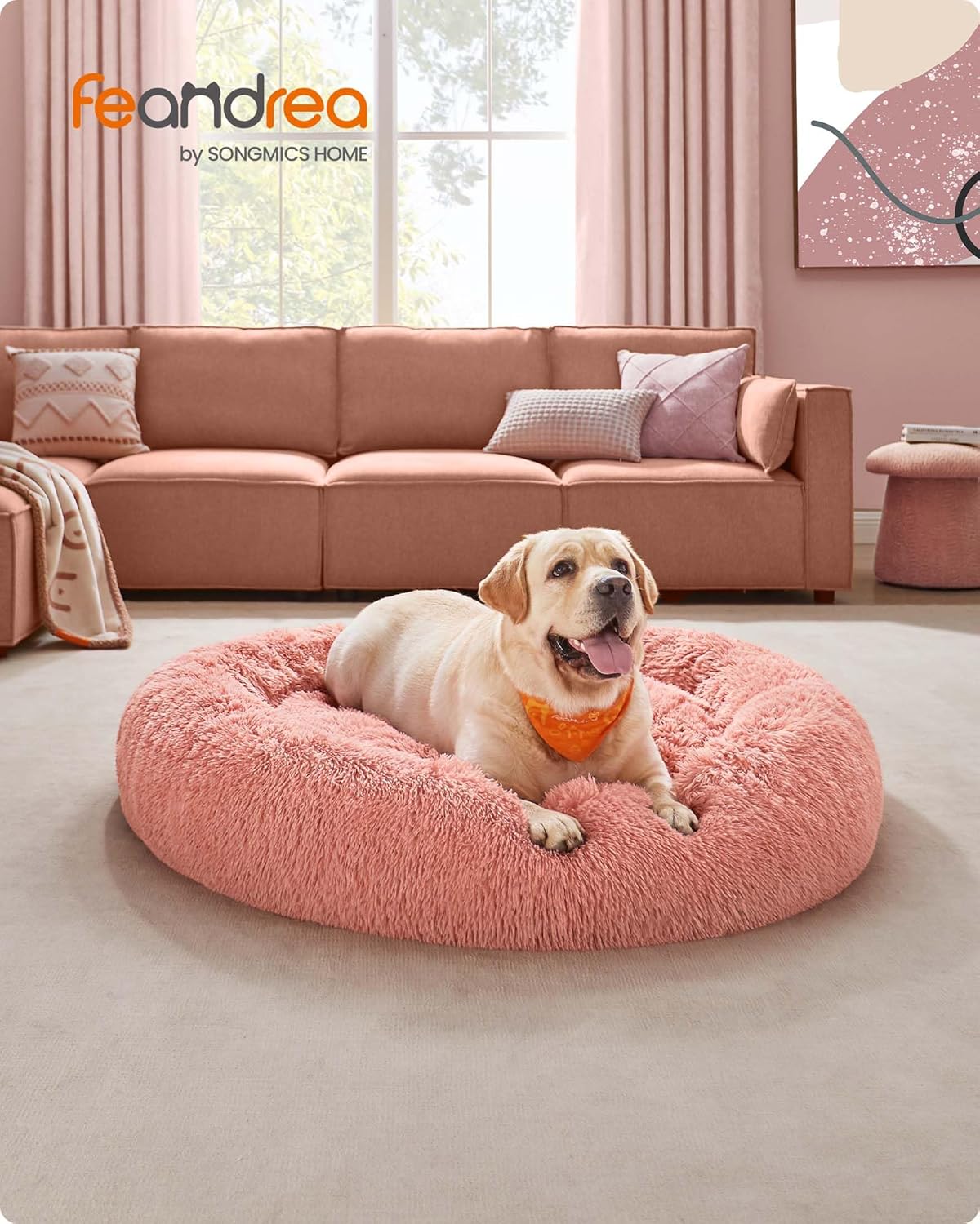 Feandrea Dog Bed, Donut Cat Bed, Fluffy Calming | PetNestUK