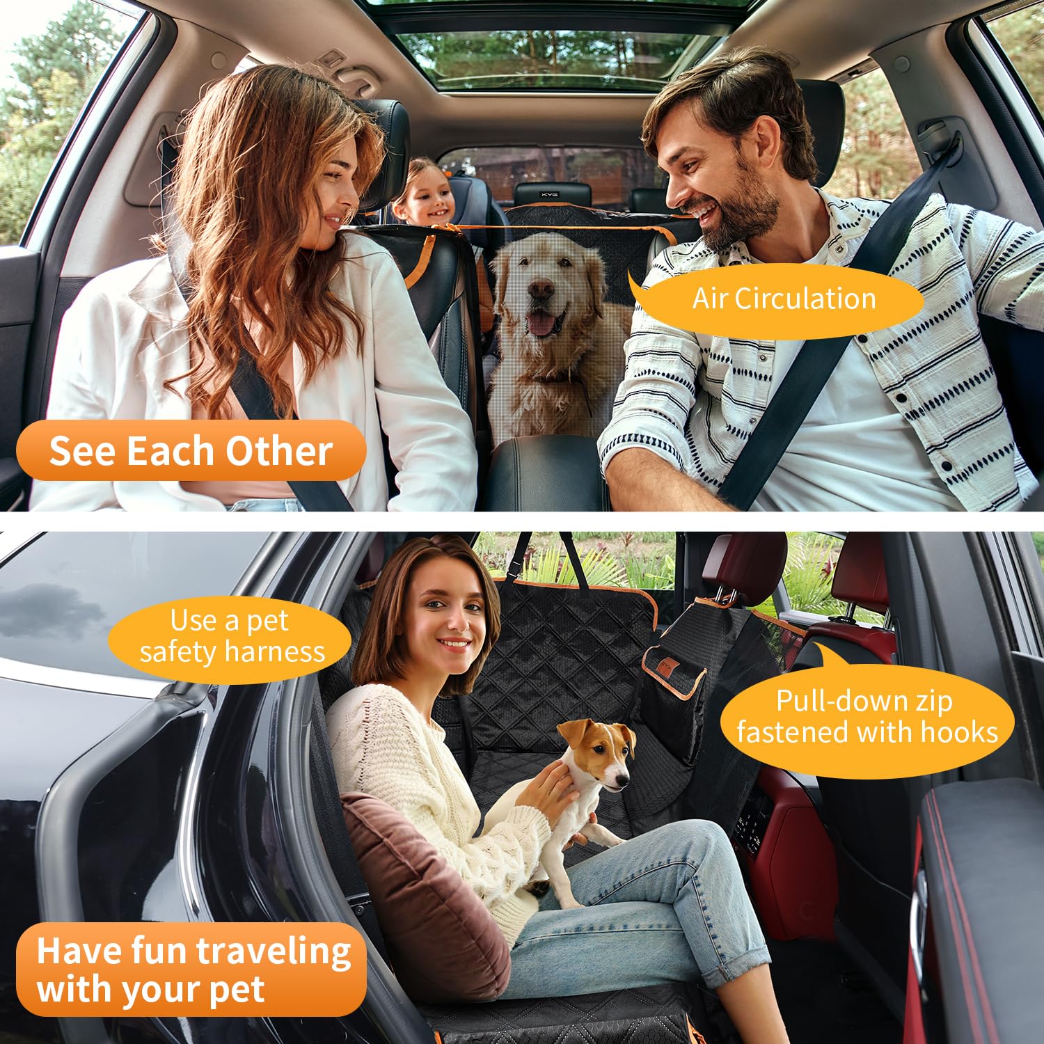 KYG Dog Car Seat Cover Dog Hammock For Car Back | PetNestUK
