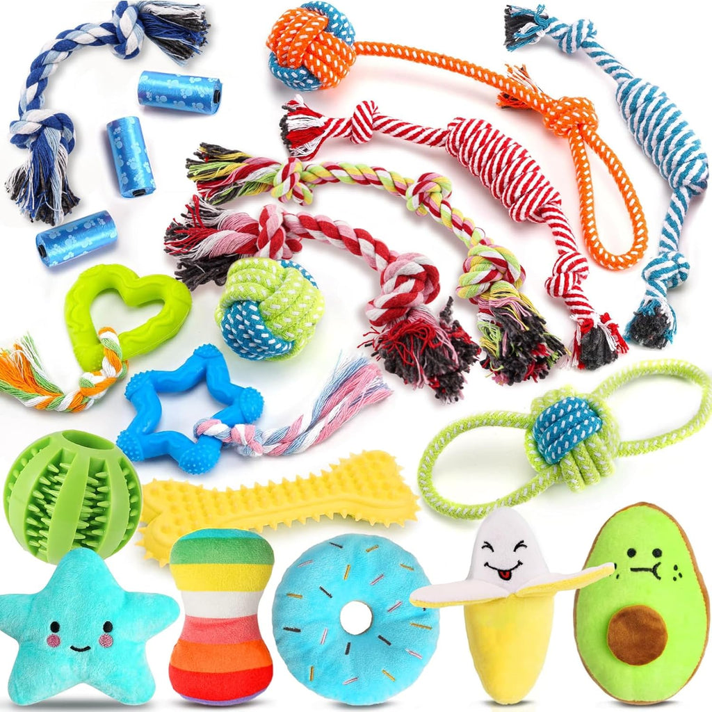 Leipple 20 Pack Luxury Dog Chew Toys for Puppy, | PetNestUK