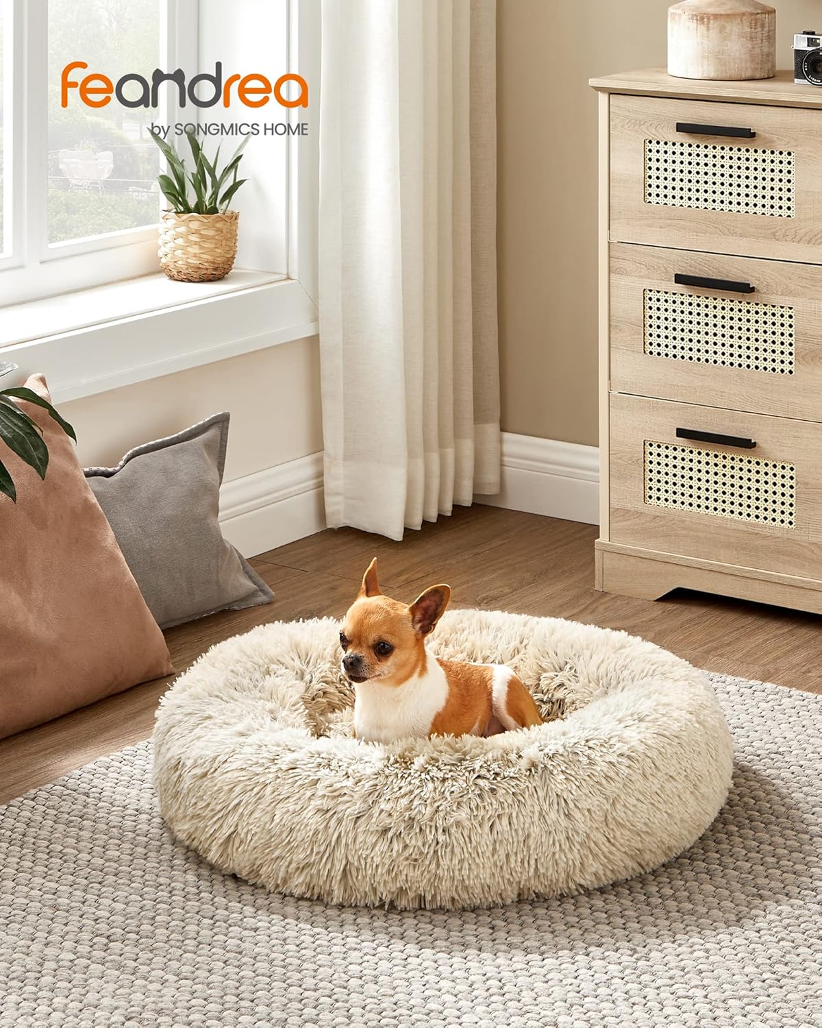 Feandrea Dog Bed, Donut Cat Bed, Fluffy Calming | PetNestUK