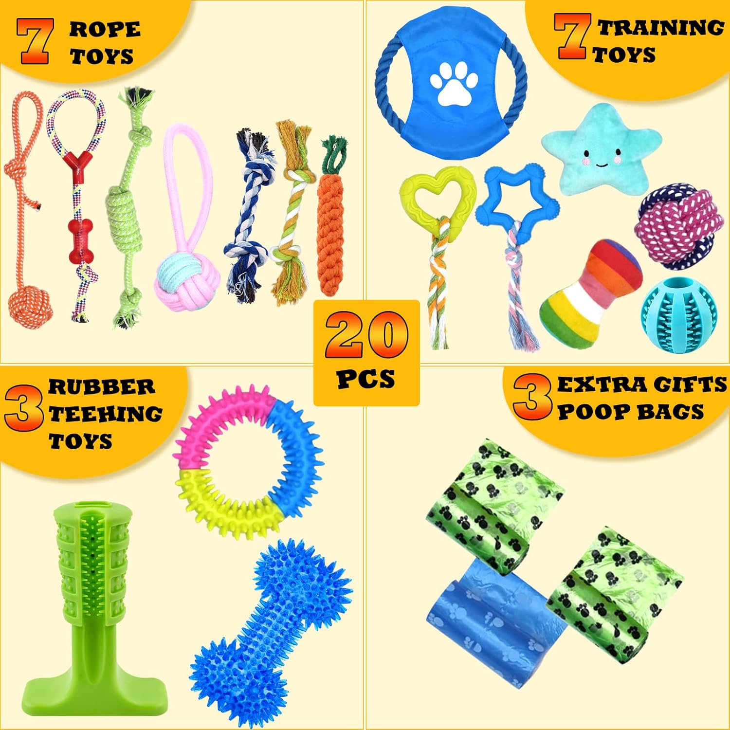 Leipple 20 Pack Luxury Dog Chew Toys for Puppy, | PetNestUK