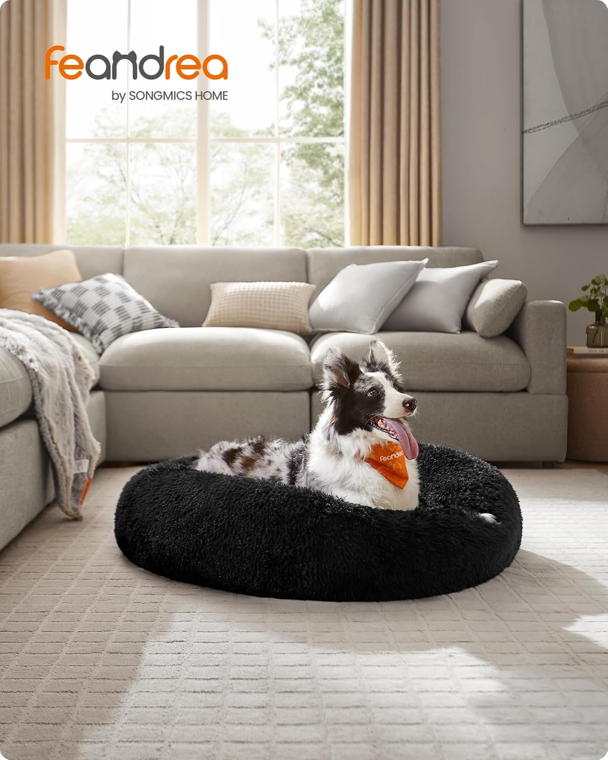 Feandrea Dog Bed, Donut Cat Bed, Fluffy Calming | PetNestUK